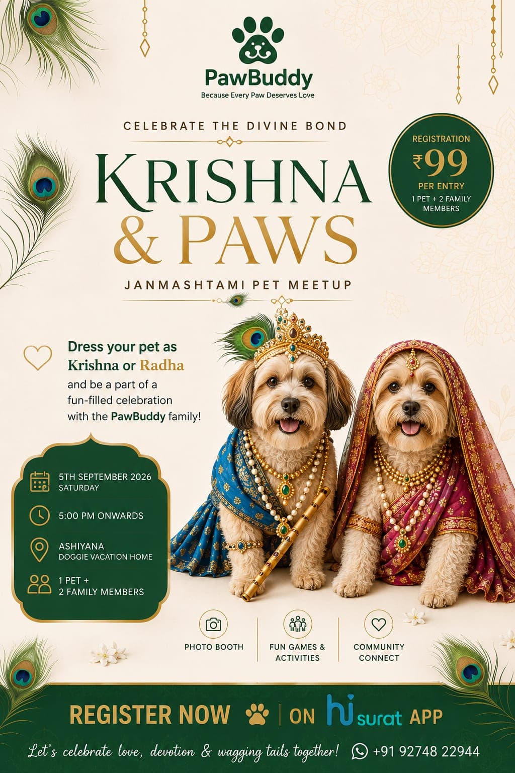 🦚 Krishna & Paws – Janmashtami Pet Meetup